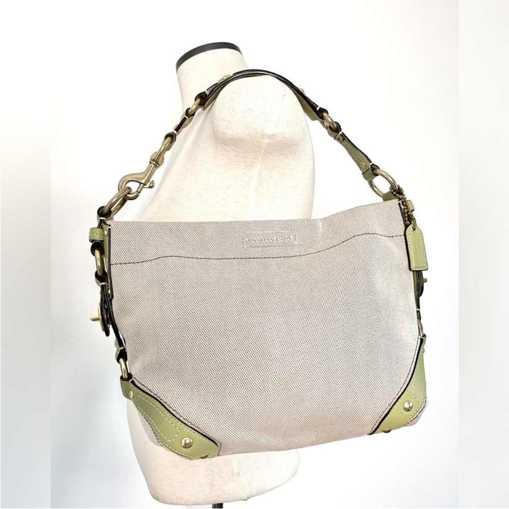 Coach Small Carly Cream and Green Vintage Y2K